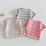 【73-120cm】Ｔシャツ ベビー 女の子 ボーダー柄 カラフル - 画像 (4)