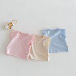 【73-120cm】ベスト or パンツ ベビー 女の子 無地 おしゃれ フリルデザイン - 画像 (4)