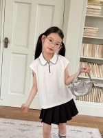 【100-170cm】ポロシャツ風Tシャツ 女の子 シンプル さわやか - 画像 (6)