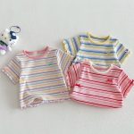 【73-120cm】Ｔシャツ ベビー 女の子 ボーダー柄 カラフル - 画像 (3)