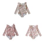 【80-130cm】水着 長袖 UVカット 背中あき かわいい 女の子 スイムウェア - 画像 (27)