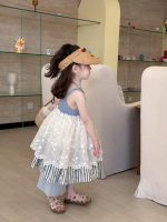 【90-140cm】ワンピース or パンツ 女の子 切り替え レイヤード風 - 画像 (6)