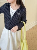【100-160cm】アウター 女の子 ボーダー フード付き カジュアル - 画像 (9)