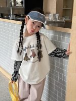 【100-170cm】長袖トップス 女の子 カートゥーン レイヤード風 - 画像 (3)