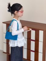 【100-170cm】長袖トップス 女の子 おしゃれ 無地 フリルデザイン - 画像 (7)