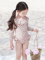 【80-130cm】水着 長袖 UVカット 背中あき かわいい 女の子 スイムウェア - 画像 (4)