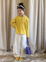 【100-170cm】長袖Ｔシャツ 女の子 フード付き ボーダー柄 - 画像 (4)