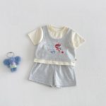 【73-120cm】セットアップ ベビー 男の子 半袖 レイヤード風 カジュアル - 画像 (9)