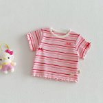 【73-120cm】Ｔシャツ ベビー 女の子 ボーダー柄 カラフル - 画像 (7)