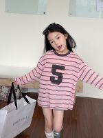【100-170cm】長袖トップス 女の子 ボーダー カジュアル 通気性抜群 - 画像 (3)