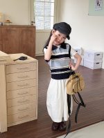 【100-170cm】ベスト or Ｔシャツ 女の子 ボーダー 通学・お出かけに - 画像 (3)