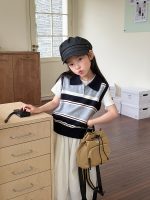【100-170cm】ベスト or Ｔシャツ 女の子 ボーダー 通学・お出かけに - 画像 (5)