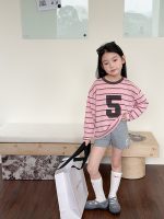 【100-170cm】長袖トップス 女の子 ボーダー カジュアル 通気性抜群 - 画像 (9)