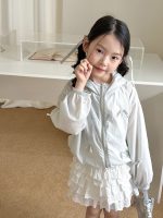 【100-170cm】UVカットアウター 女の子 軽量 フード付き リボン付き - 画像 (4)