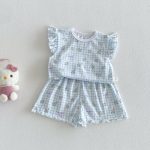【73-120cm】セットアップ ベビー 女の子 花柄 チェック柄 - 画像 (6)