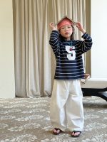 【100-170cm】長袖トップス 女の子 ボーダー カジュアル 通気性抜群 - 画像 (10)