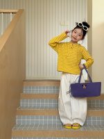 【100-170cm】長袖Ｔシャツ 女の子 フード付き ボーダー柄 - 画像 (7)