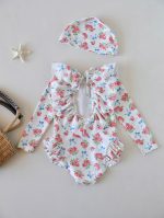 【80-130cm】水着 長袖 UVカット 背中あき かわいい 女の子 スイムウェア - 画像 (24)