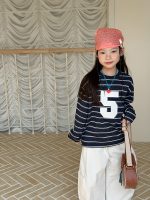 【100-170cm】長袖トップス 女の子 ボーダー カジュアル 通気性抜群 - 画像 (7)