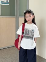 【90-160cm】半袖Ｔシャツ 女の子 トレンド ストリート プリント - 画像 (6)