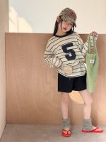 【100-170cm】長袖トップス 女の子 ボーダー カジュアル 通気性抜群 - 画像 (8)