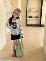 【100-170cm】長袖トップス 女の子 ボーダー カジュアル 通気性抜群