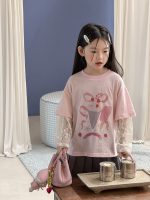 【100-170cm】トップス 女の子 おしゃれ レイヤード風 レース 切り替え - 画像 (9)