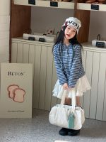 【100-170cm】長袖Ｔシャツ 女の子 フード付き ボーダー柄