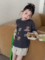 【100-170cm】トップス 女の子 おしゃれ レイヤード風 レース 切り替え - 画像 (10)