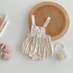 【66-90cm】サロペットロンパース ベビー ガーリー フラワー柄 - 画像 (2)