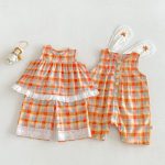 【73-120cm】セットアップ or サロペット ベビー 女の子 カラフル チェック - 画像 (3)