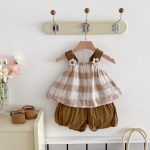 【73-100cm】セットアップ ベビー キャミチェックトップス&バルーンパンツ - 画像 (8)