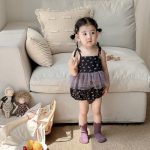 【66-90cm】ロンパースワンピース ベビー キャミ蝶結び - 画像 (4)
