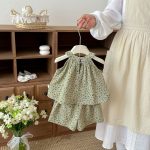 【73-120cm】セットアップ ベビー 小花柄 総柄グリーン - 画像 (5)