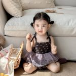 【66-90cm】ロンパースワンピース ベビー キャミ蝶結び - 画像 (5)