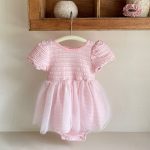 【73-90cm】ロンパース ベビー チュール パフスリープ - 画像 (2)