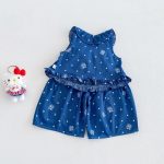 【73-120cm】セットアップ ベビー 女の子 ドット デニム - 画像 (4)