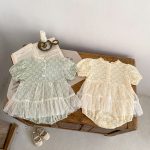 【66-90cm】ロンパース ベビー フラワー刺繡 ワンピース風 - 画像 (8)