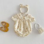 【66-90cm】ロンパース ベビー 丸襟 コットン クマ柄 - 画像 (6)