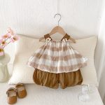 【73-100cm】セットアップ ベビー キャミチェックトップス&バルーンパンツ - 画像 (5)
