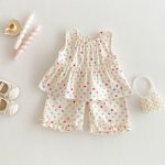 【73-120cm】セットアップ ベビー 女の子 ハート ノースリーブ