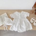【66-90cm】ロンパース ベビー レース 刺繍 プリンセス 帽子付き - 画像 (9)