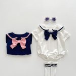【66-90cm】ロンパース ベビー 蝶結び付き ポロシャツ - 画像 (3)