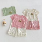 【73-120cm】半袖Ｔシャツ ベビー 透かし編み フラワー - 画像 (3)