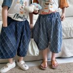 【80-140cm】パンツ 菱形 キルティング デニム ハーフパンツ - 画像 (12)