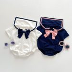 【66-90cm】ロンパース ベビー 蝶結び付き ポロシャツ