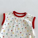 【66-90cm】ロンパース ベビー ハート柄 ノースリーブ - 画像 (3)
