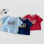 【73-120cm】半袖Tシャツorショートパンツ ベビー Vネックロゴ ボーダー - 画像 (3)