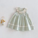 【73-120cm】ワンピース ベビー 女の子 レース襟 チェック - 画像 (7)