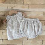 【73-100cm】セットアップ ベビー シンプル チェック - 画像 (9)